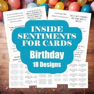Birthday Card Sentiments - Card Greeting Inserts - Inside Sentiments - Birthday Greeting Card Sayings - Digital Print and Cut