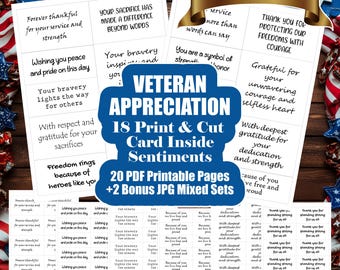 Veteran Card Sentiments - Veteran Appreciation Card Greeting Inserts - Inside Sentiments - Military Thank You For Your Service Card Sayings