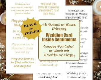 Wedding Card Sentiment Foil Stickers - Card Insert Sayings - Time Saver for Marriage or Bridal Card Makers - Foil or Black Ink [Physical]