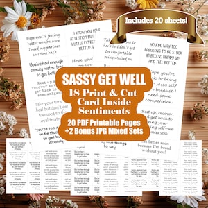 Sassy beterschapskaart sentimenten - humoristische kaart wenskaarten - binnengevoelens - Snarky beterschapswenskaart grappige gezegden