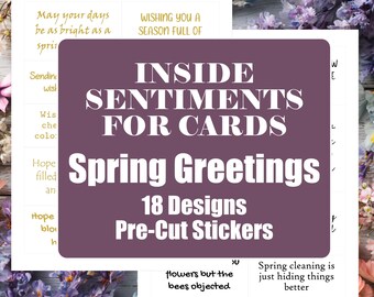 Foil or Black Spring Card Sentiment Stickers - 18 Greetings