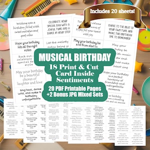 Sentiments musicaux pour carte d'anniversaire - insertions de voeux de carte numérique - sentiments intérieurs imprimables - dictons musicaux pour carte de voeux d'anniversaire
