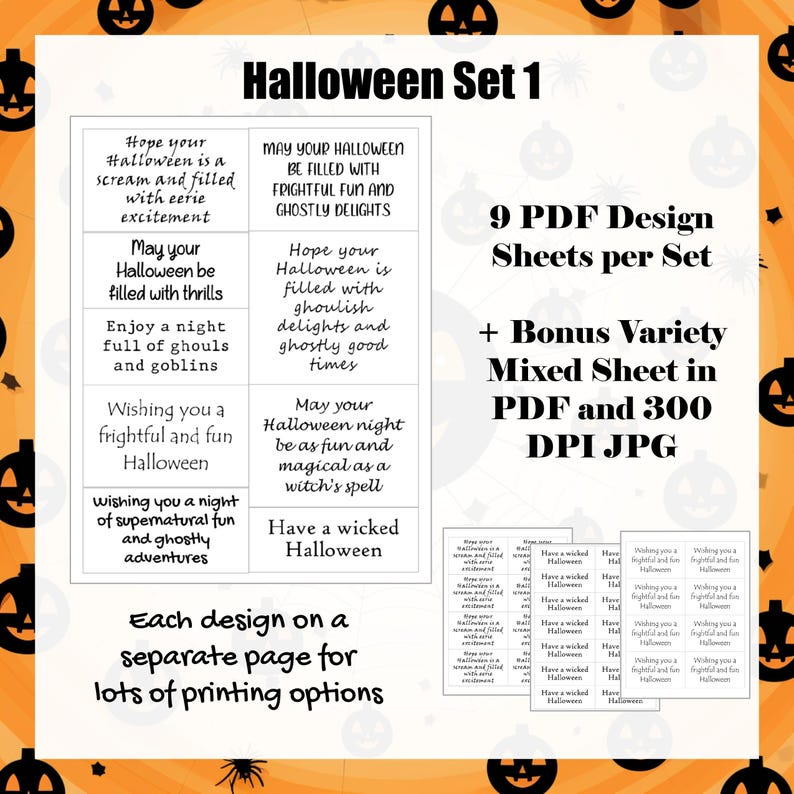Halloween Card Making Sentiments - Card Greeting Inserts Halloween - All Hallows Eve Inside Sentiments - Spooky Greeting Card Sayings image 3