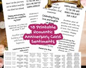 Romantic Anniversary Card Making Sentiments - Digital Printable Romantic Wedding Anniversary Card Greeting Inserts - Print & Cut