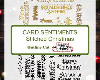 Distress Foil Merry Christmas Sticker Sentiments or Christmas Die Cut Sentiments - Christmas Greetings Outline Cut