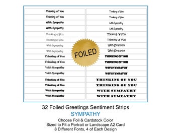 Foiled Sentiment Strips - Sympathy Greetings - Greeting Card Embellishments