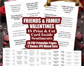 Friends and Family Valentine Card Sentiments | Non Romantic Valentine Messages | Printable Card Inserts - Digital Valentine Messages