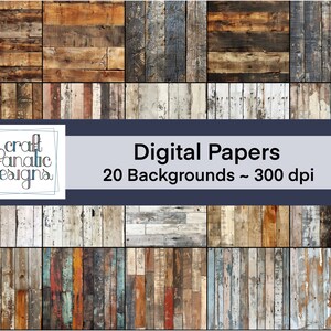 Papel digital de madera para imprimir, arte para hacer tarjetas, fondos, diarios basura, cuadernos, papel abstracto para álbumes de recortes - Tablones de madera (DB002)