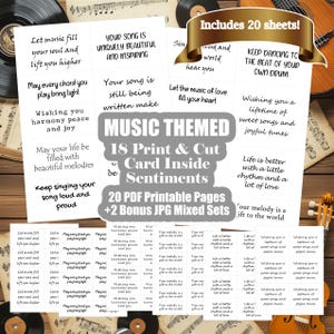 Musikbezogene Kartengefühle - Digitale Kartengrußkarten - Druckbare Innenseitenstimmungen - Musikalische Sprüche für Grußkarten