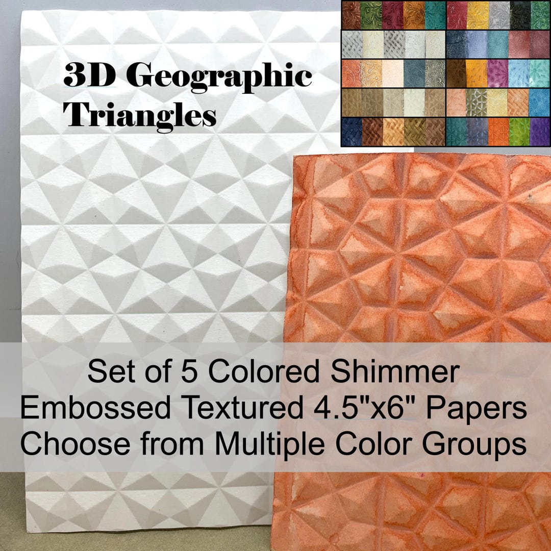 Deep Embossed Card Fronts Set of 5 Handmade Papers Geographic Triangles ...