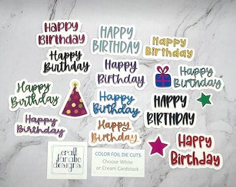 Birthday Sentiment Stickers Color Foil Die Cuts or Stickers - Birthday Sentiments #3- Card Topper - Journal Decoration - Scrapbooking