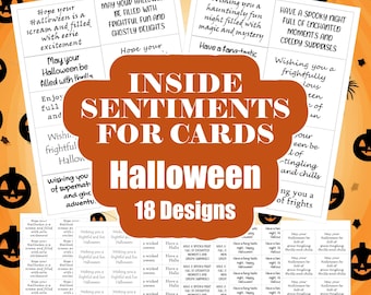 Halloween Card Making Sentiments - Card Greeting Inserts Halloween - All Hallows Eve Inside Sentiments - Spooky Greeting Card Sayings