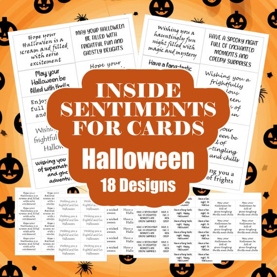 Halloween Card Making Sentiments - Card Greeting Inserts Halloween - All Hallows Eve Inside Sentiments - Spooky Greeting Card Sayings
