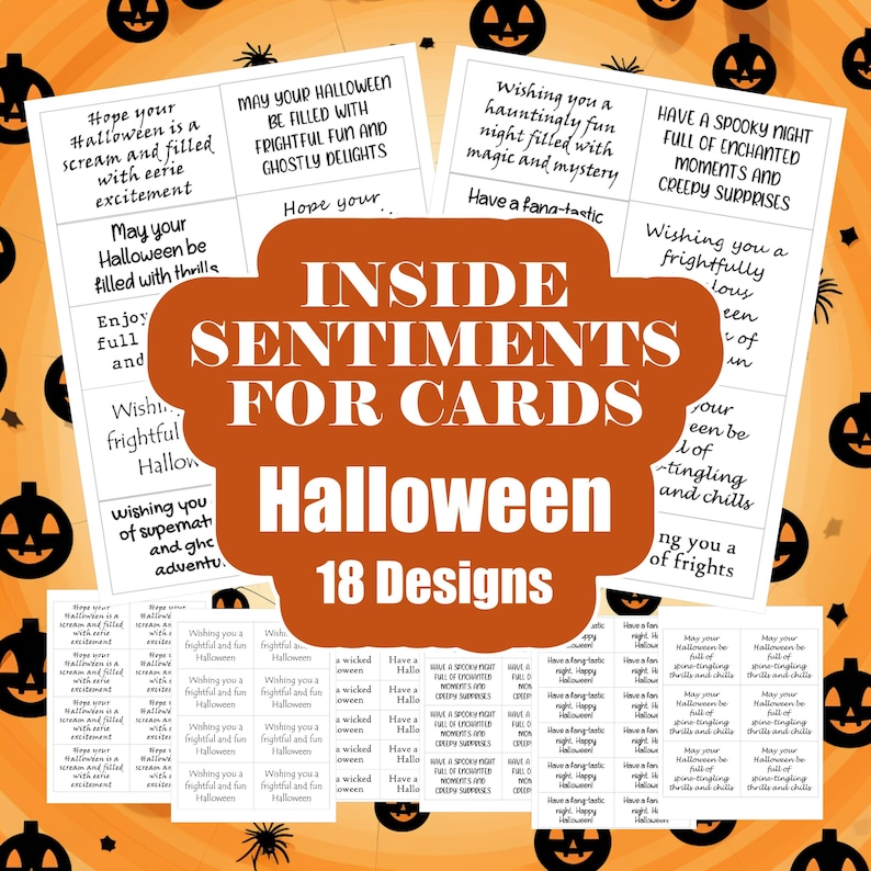 Halloween Card Making Sentiments - Card Greeting Inserts Halloween - All Hallows Eve Inside Sentiments - Spooky Greeting Card Sayings image 1