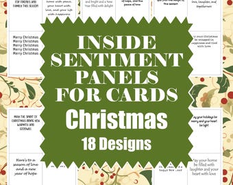 Christmas Card Sentiment Insert Panel: White/Cream Cardstock, A2 Size (Set of 18)