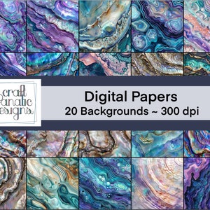 Abaloneschelp Digitaal papier Afdrukbare kunst voor het maken van kaarten Achtergronden Junk Journals Notitieboeken Plakboekpapier - Abaloneschelp (DB004)