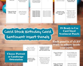 Birthday Card Insert Panels - White or Cream Cardstock - Birthday Sentiment Greetings - Card Making Supplies - Inside Card Sentiments