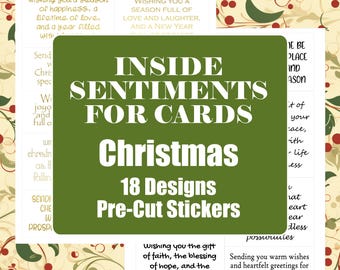 Christmas Card Sentiment Foil Stickers, Holiday Sayings for Christmas Card Making, Precut Physical Stickers Foil or Black Ink