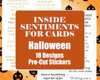 Halloween Card Sentiment Foil Stickers - Halloween Greetings - All Hallows Eve Card Greeting Card Inserts - Foil or Black Ink [Physical]
