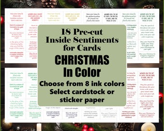 Christmas in Color Card Sentiment Foil Stickers, 18 Holiday Sayings for Card Making, Precut Physical Stickers - 8 Single Color Choices