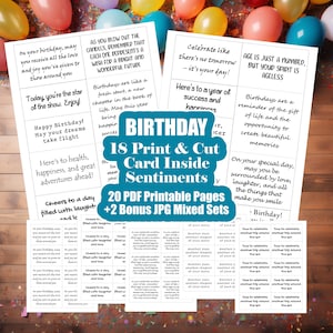 Birthday Card Sentiments - Card Greeting Inserts - Inside Sentiments - Birthday Greeting Card Sayings - Digital Print and Cut image 2