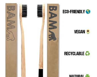 Lot de 2 brosses à dents en bambou, naturelle, recyclable et compostable