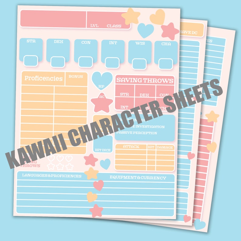 Beginner and ADHD Friendly D&D Pastel Character Sheet 5e - Etsy
