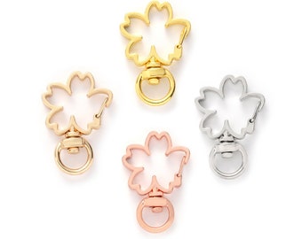 Creative Cute 10pcs Metal Swive Alloy Flower Snap Clasp Keychain for your DIY Craft with 10pcs  open jump rings