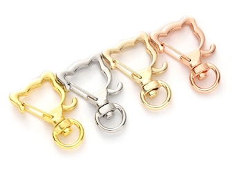 Creative Cute Cat 10pcs Metal Swive Alloy Snap Clasp Keychain para su artesanía de bricolaje con 10pcs anillos de salto abiertos