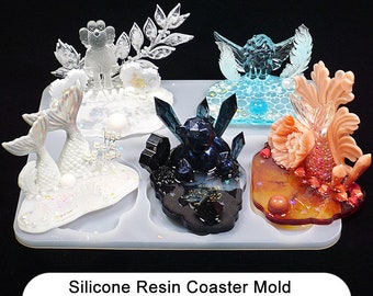Creative Silicone Resin Coaster Mold, 5 Pattern Large Size Irregular Patterns, Silicone Resin Mold for Making Coaster, Bowl Mat,Base Mould