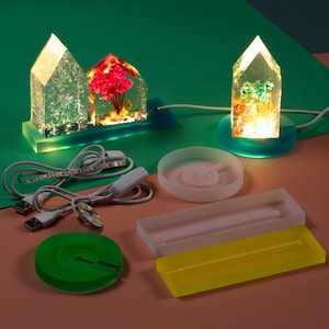 Cuboid / Round LED Light Base Silicone Mold, Resin Mold for Home Decoration,Desktop Decoration,DIY Craft Light Base Resin Making