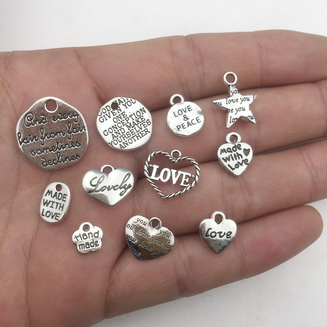 Bulk DIY 64pcs Inspirational Charms/ Hand Made LOVE Tag Charms Etsy