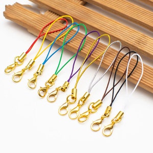 100pcs Golden Tone Lobster Phone Straps for Mobile Lanyard Cell Phone Strap Cellphone Strap Charm Cords for Cellphone USB Drive Keychain DIY