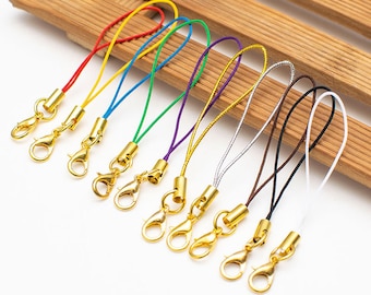 100pcs Golden Tone Lobster Correas de teléfono para cordón móvil Correa de teléfono celular Correa de teléfono celular Cables de encanto para teléfono celular Llavero de unidad USB DIY