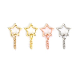 10pcs/20pcs/50pcs  Metal Star Split Keychain Ring Set - Key Chains with 10/20/50pcs Open Jump Ring Connector - Make Your Own Craft
