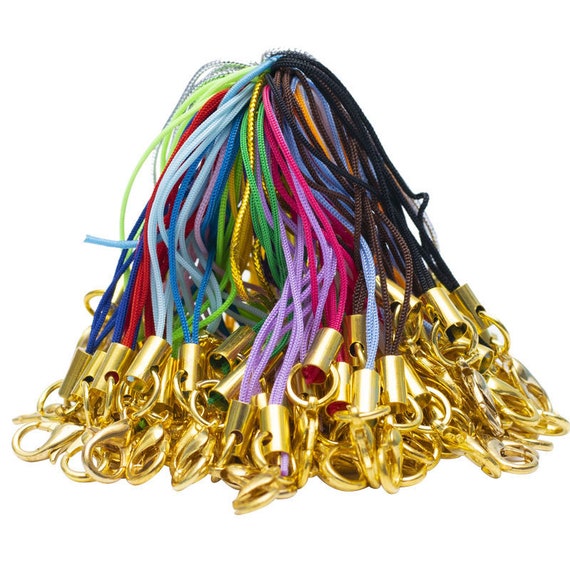 thumbnail interactive-video image 1 of 25-Pack Economy Cell Phone Straps Lariat Mix - Nylon Charm Straps With Jump Ring End - Assorted Colors 1 of 5