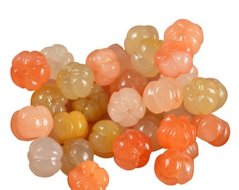 10/20pcs Mix Colors Natural Grade A Jade Lucky Loose Pumpkin Bead Pendant -Center Drilled