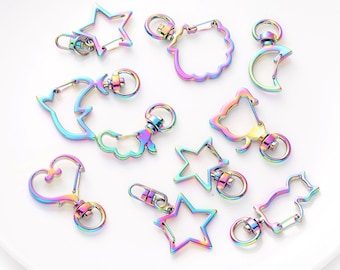 5pcs Creativo Diferente Diseño Metal Colorido Metal Swive Aleación Snap Cierre Llavero para su DIY Craft con 10pcs anillos de salto abiertos