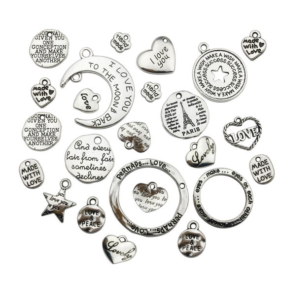 Bulk DIY 64pcs Inspirational Charms/ Hand Made LOVE Tag Charms Etsy