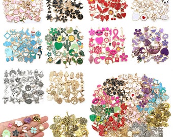 Assorted Mix Colors Variety 30pcs Enamel Charms Bulk for Bracelets Jewelry Findings- Craft Jewelry Charms Pendants