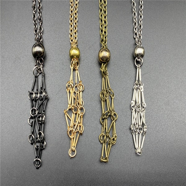 Stainless Steel Cage Necklace Holder: Crystal Quartz Pendant (Stone Not Included)