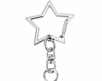 10pcs Metal Swive Alloy Star Snap Clasp Keychain for your DIY Craft with 10pcs  open jump rings