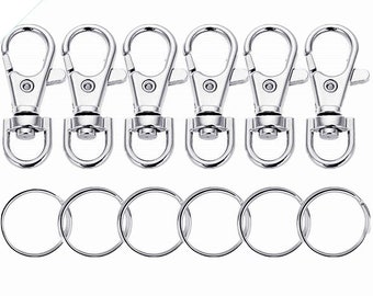 10/20 Set Key Chain Key Rings Metal Swivel Clasps Snap- Lobster Clasp for Keys, Lanyards Jewelry Findings