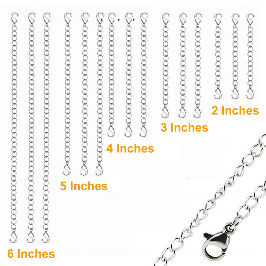 15Pcs Necklace Extenders, Jewelry Extenders for Necklaces, Silver Bracelet  Extender 