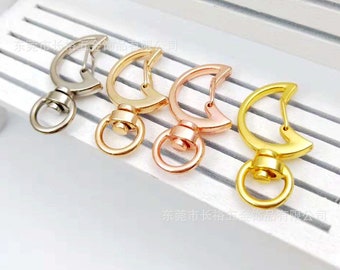 Creative Cute 10pcs Metal Swive Alloy Moon Snap Clasp Keychain for your key chain DIY Craft with 10pcs  open jump rings