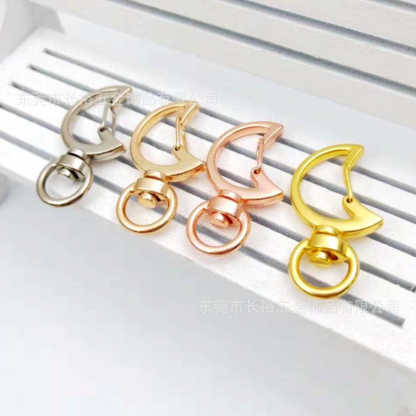 Creative Cute 10pcs Metal Swive Alloy Moon Snap Clasp Keychain for your key chain DIY Craft with 10pcs  open jump rings