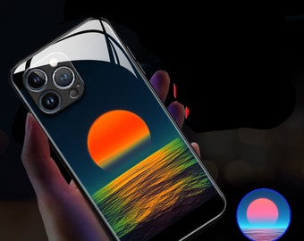 Sound Rhythm LED iPhone Case: 7-Color Flash, Tempered Glass