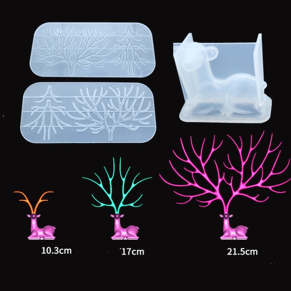 Resin silicone mold/Mould, Christmas deer with Tree branch Mold  for DIY Jewelry / Home Decoration