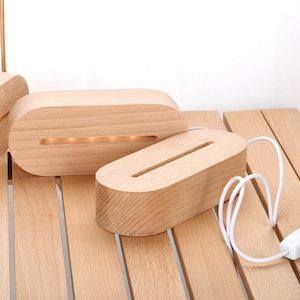 Oval Wood LED Light Base: USB Night Light Ornament (14.5cm)