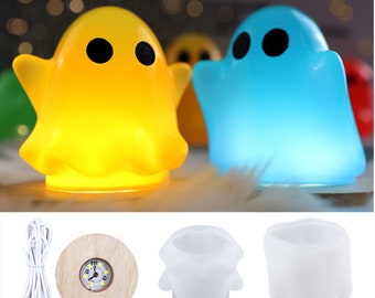 2Stk 3D Halloween Atmosphäre Light Bedside Cute Ghost Design Dekorative glatte Silikonform